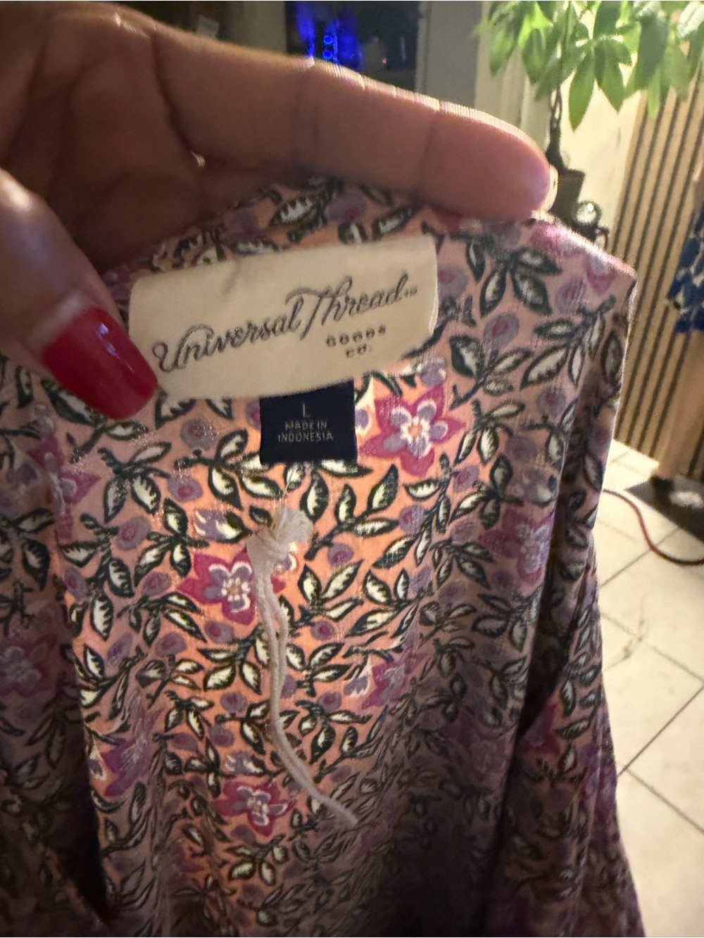 Universal Thread Pink Floral Split-Neck Tunic - Picture 4 of 4